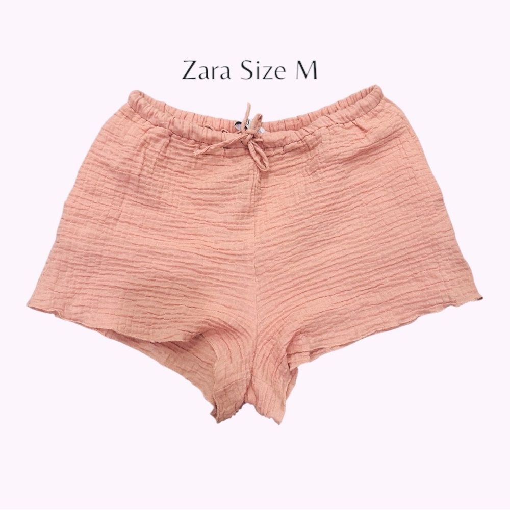 Zara High Waist Orange Shorts with Textured Fabric